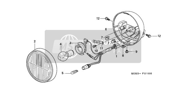 Honda SGX50 2000 Headlight for a 2000 Honda SGX50